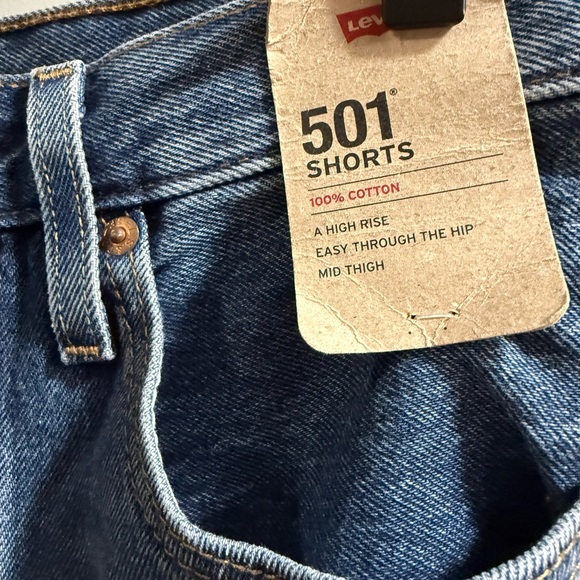 Levi's 501 High-Rise Mid Thigh Jean Shorts size 27 NWT - Picture 2 of 4